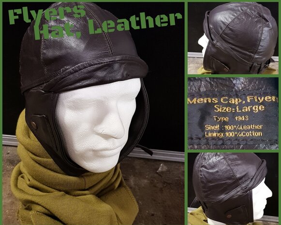 Leather flyers hat - Maat 59