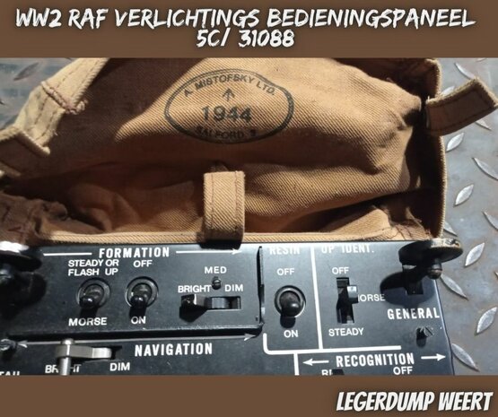 WW2 RAF verlichtingsbedieningspaneel 5c/ 31088